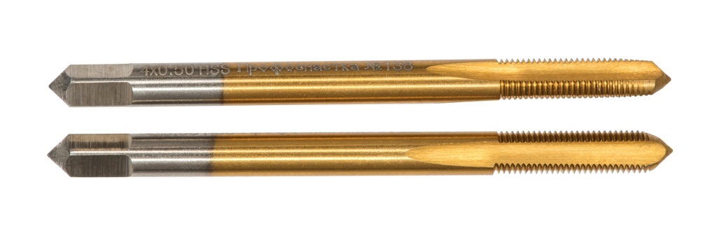 Комплект из двух метчиков двухпроходных din 371 HRC 63(Р6М5) HSS M2 TIN упак. пласт. бокс