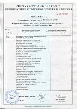 Сертификат на Дюбель распорный полипропиленовый с шипами 2